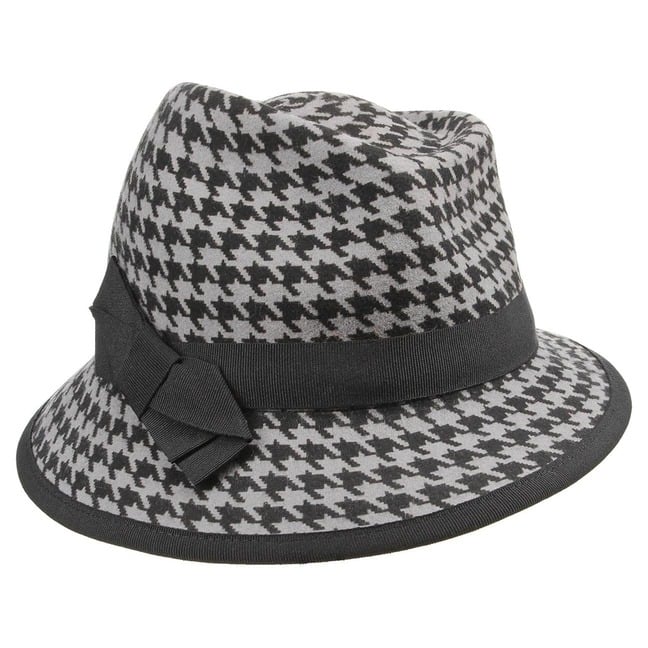 Houndstooth Damen Filzhut bedacht
