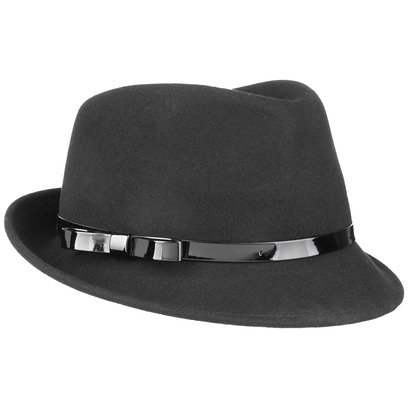Lipodo Damentrilby mit Lackschleife Damenhut Trilby Wollhut Fedora Wolltrilby Filzhut Lipodo Damentrilby mit Lackschleife Damenhut Trilby Wollhut Fedora Wolltrilby Filzhut