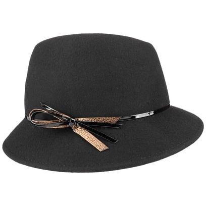 Lierys Damenhut mit Lackschleife Wollhut Filzhut Wollfilzhut Lierys Damenhut mit Lackschleife Wollhut Filzhut Wollfilzhut