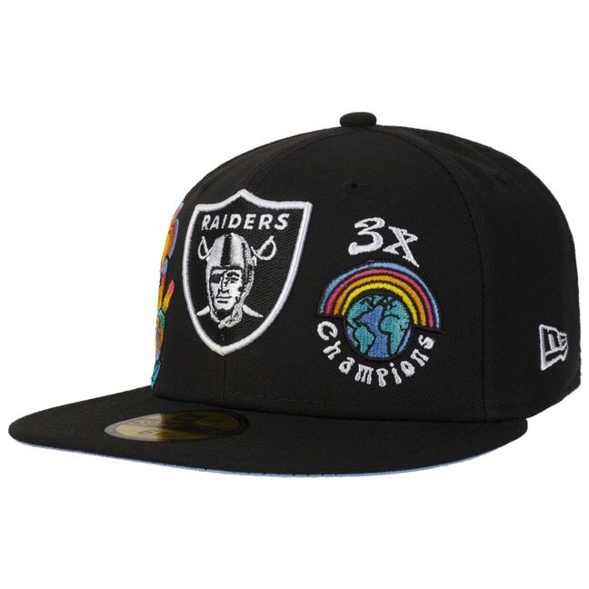 Official New Era NFL All-Over Patches Black 59FIFTY Fitted Cap B6872_I75  B6872_I75