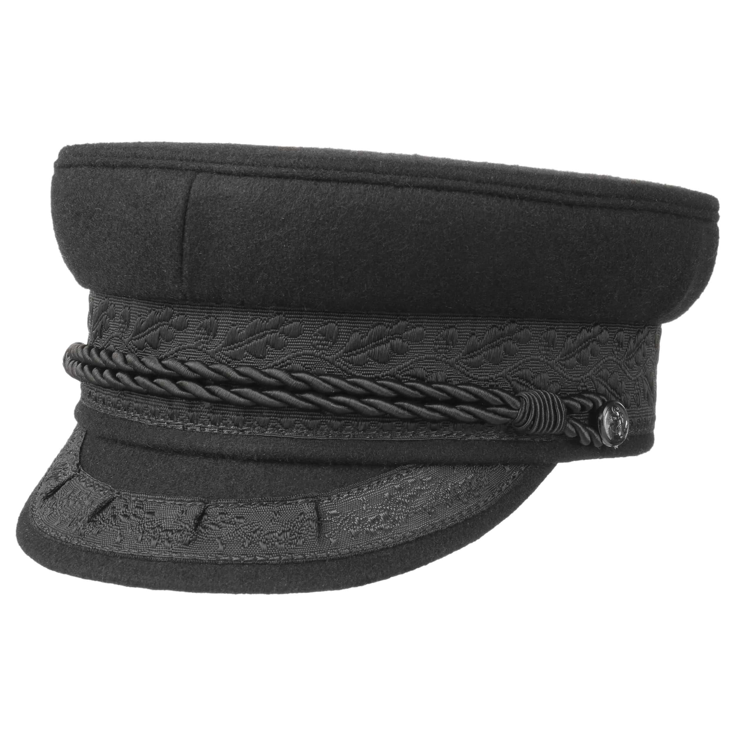 black peaked hat