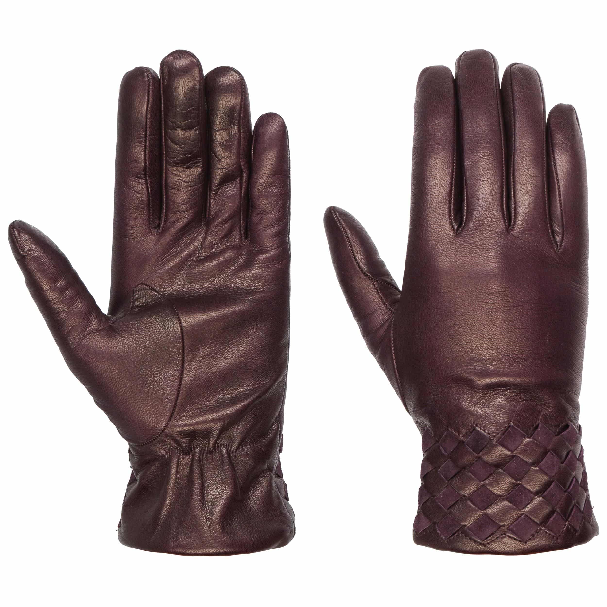 plum leather gloves