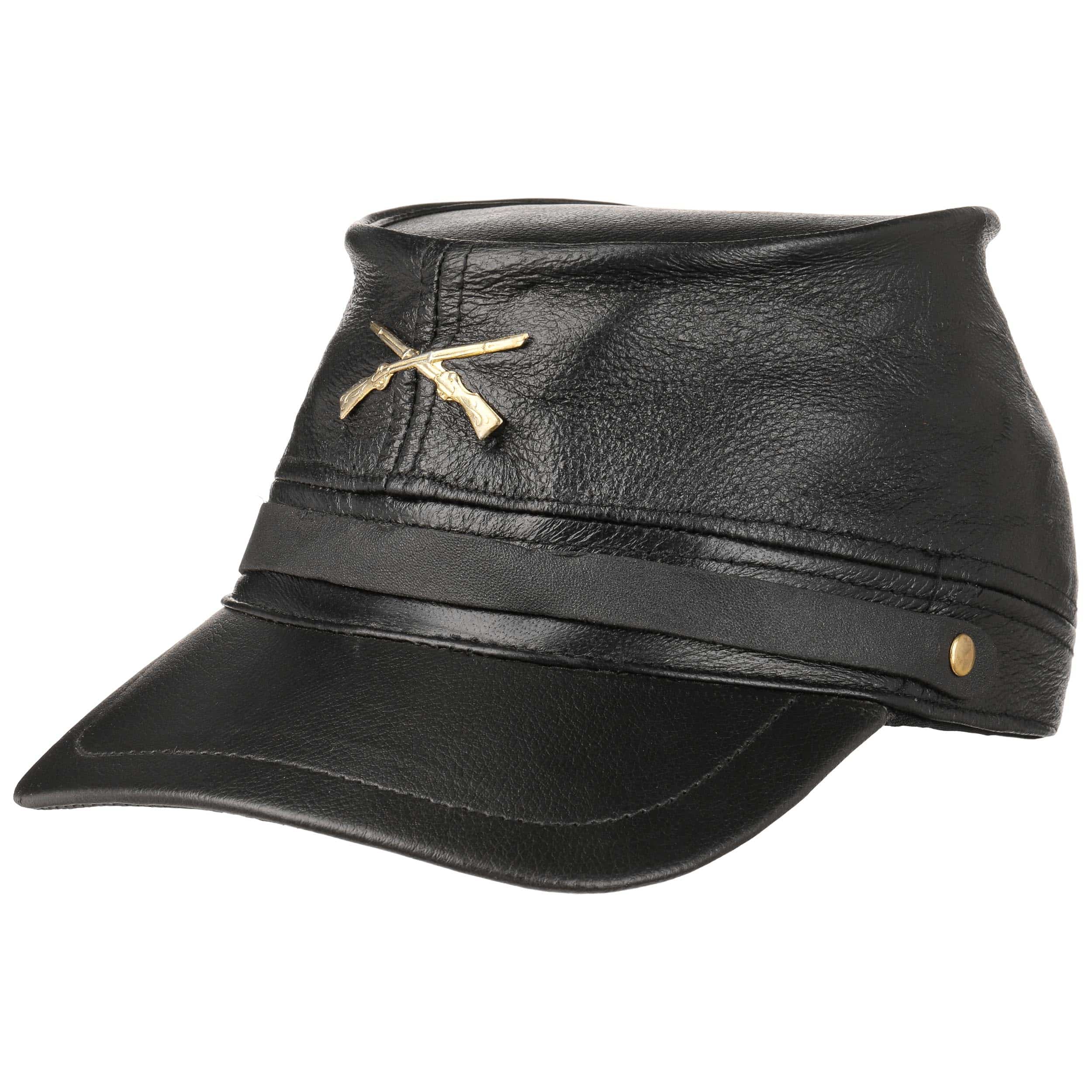 peaked leather cap