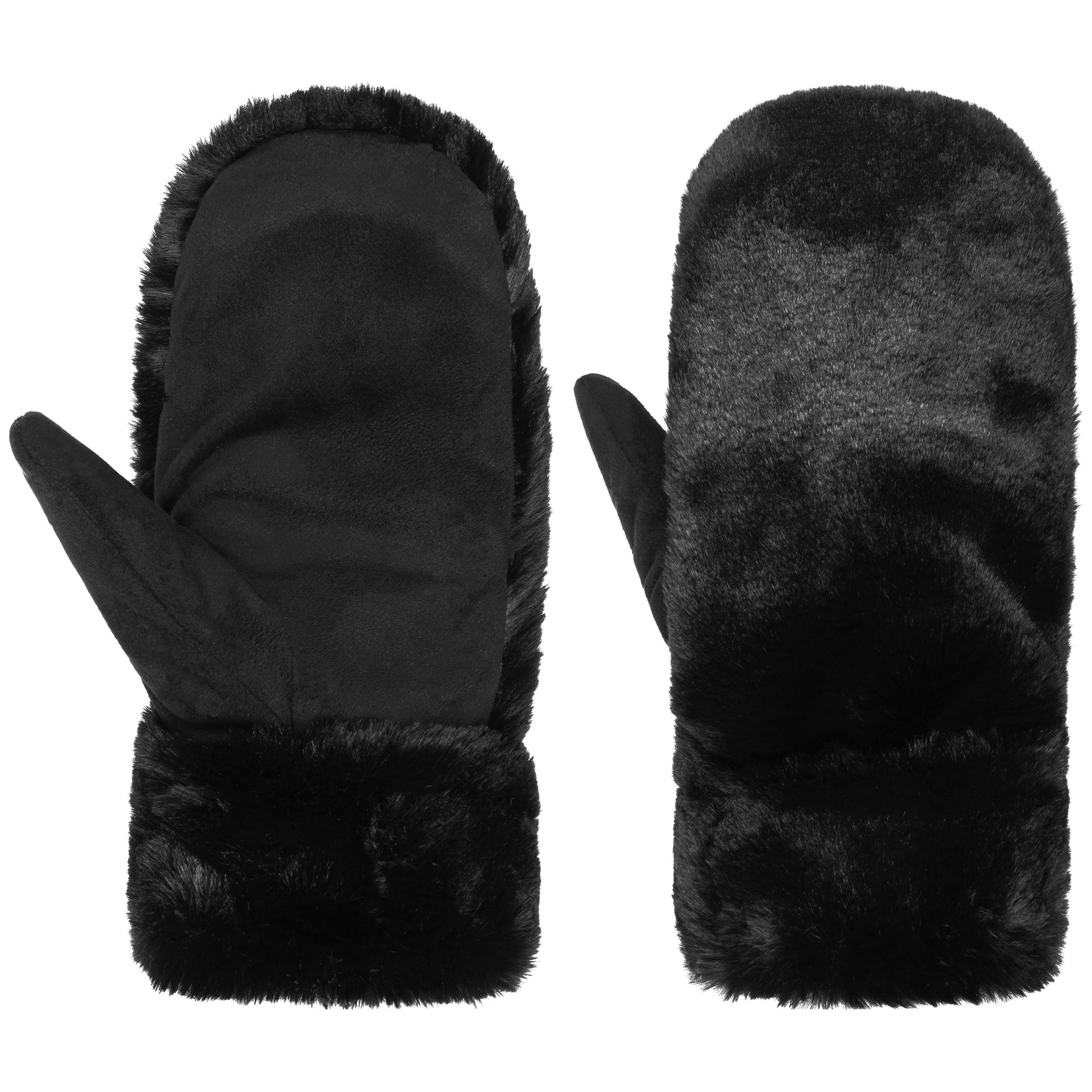 leather and fur mittens