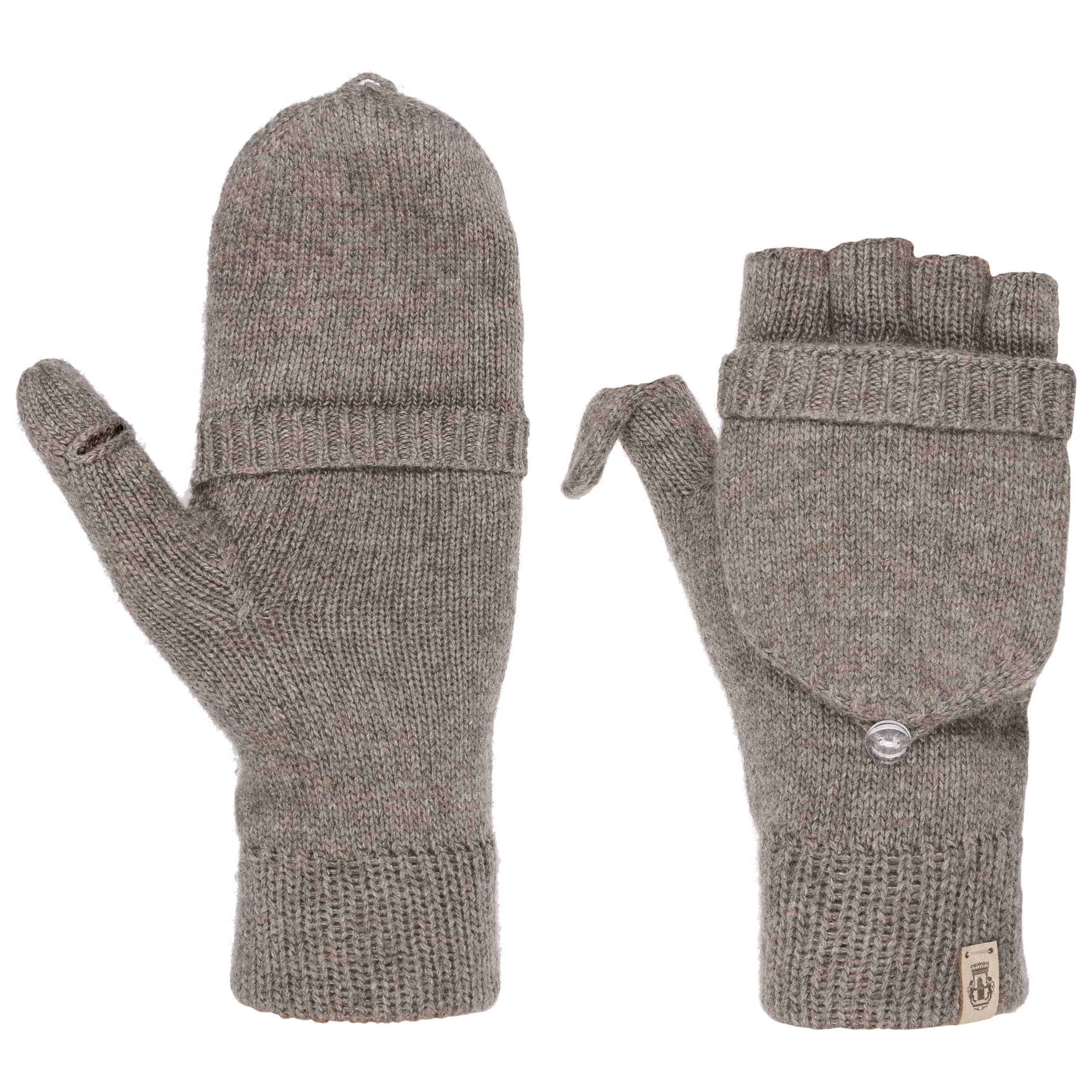 leather and wool fingerless gloves