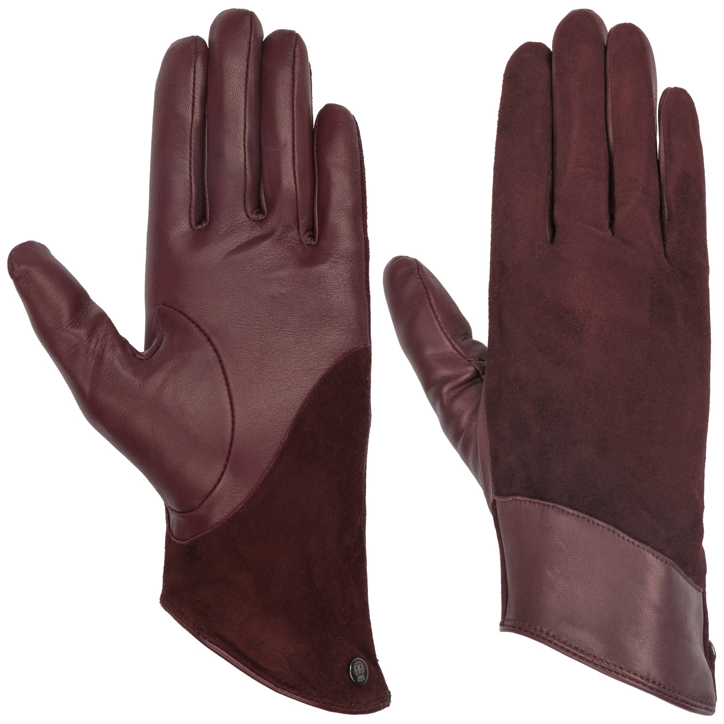 maroon leather gloves