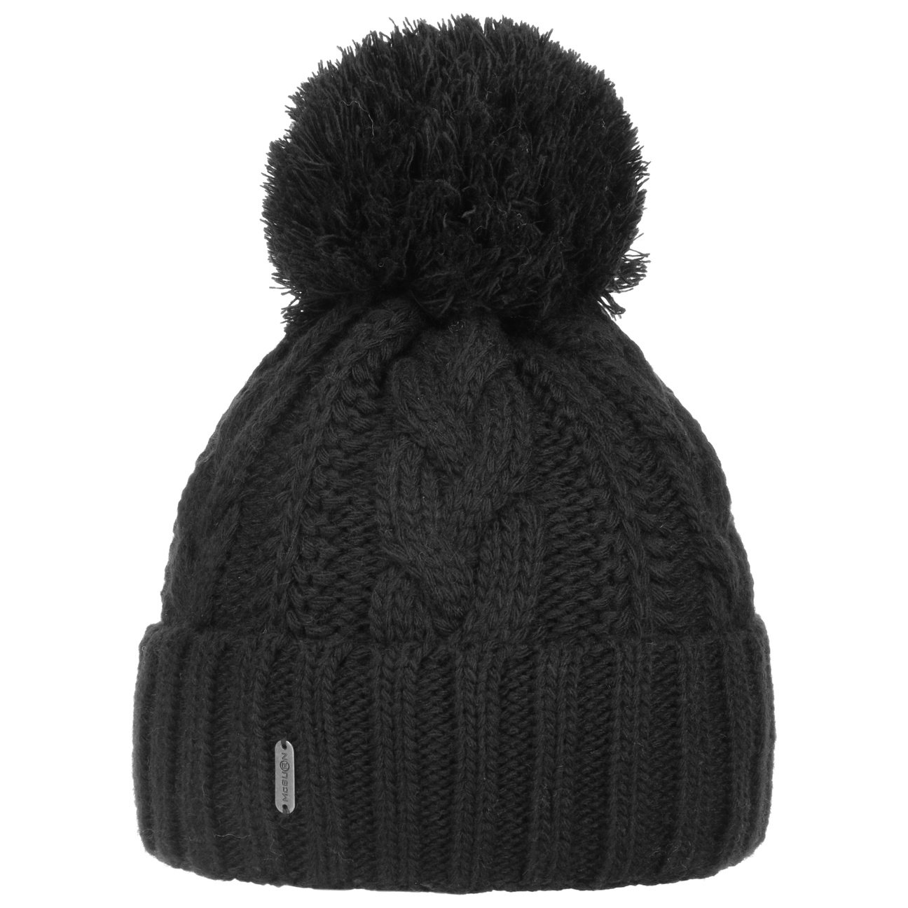 black wool bobble hat