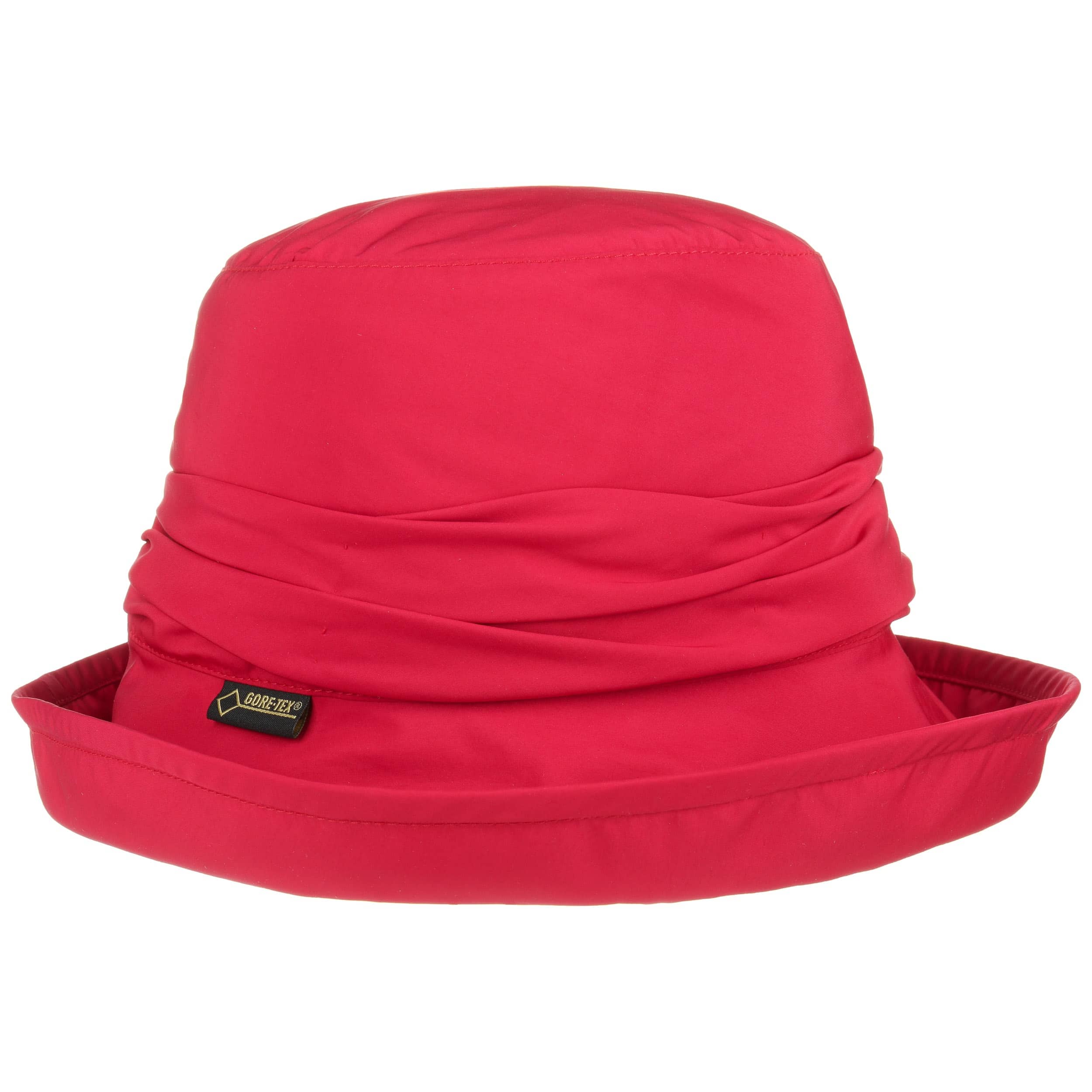 red rain hat