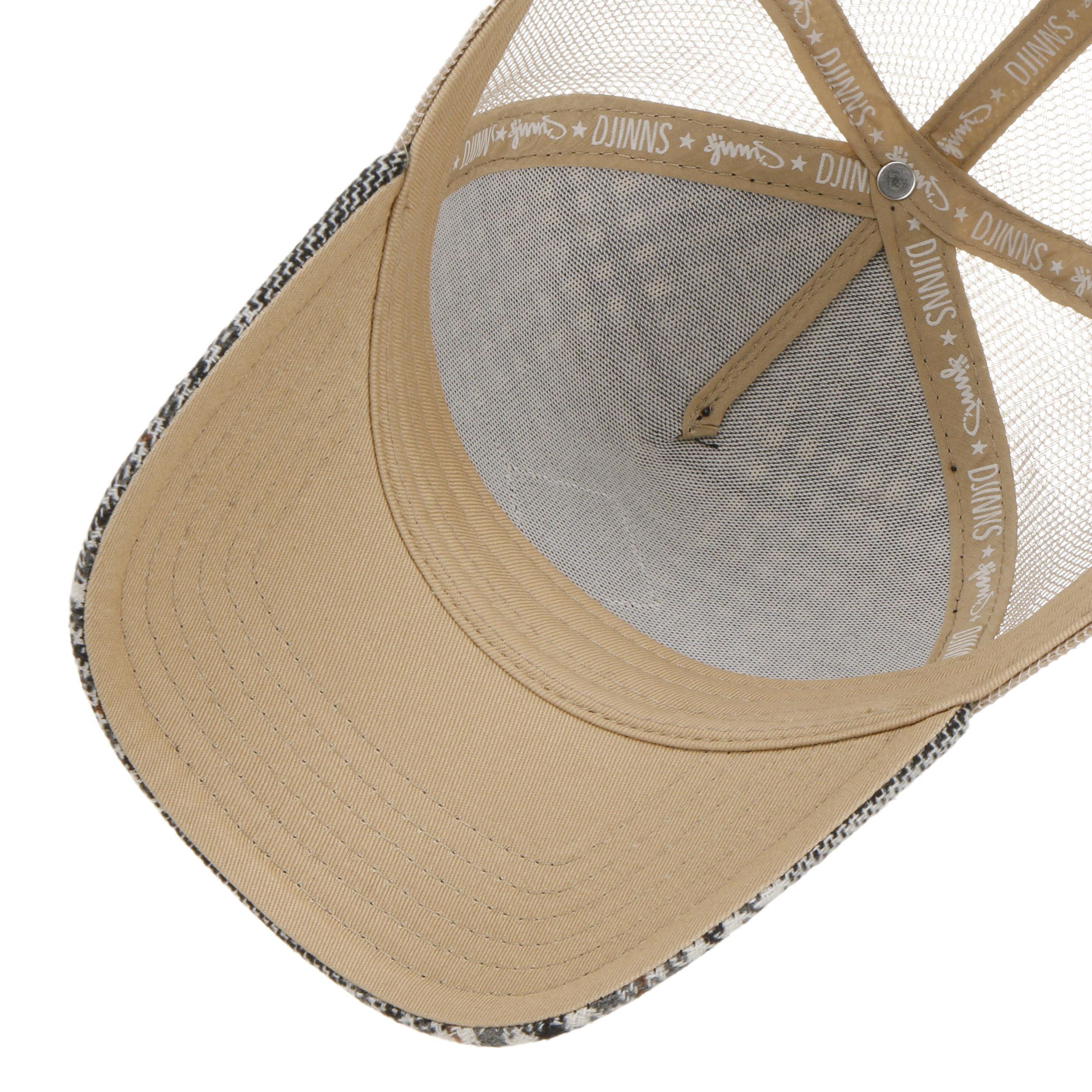 DJINNS HFT Check Logo Patch Tweed Cap Basecap Baseballcap