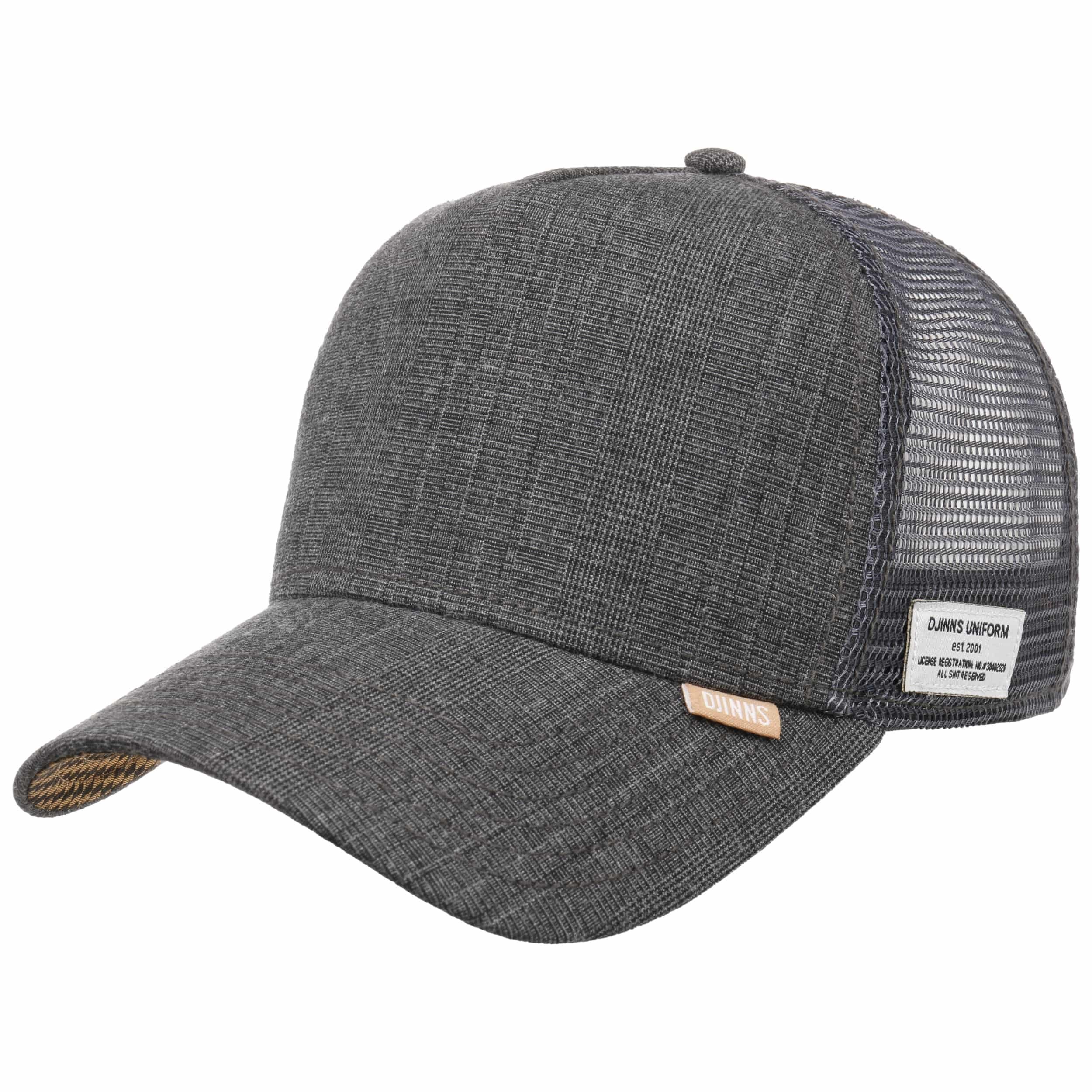 Djinns Trucker Cap Glencheck Grau – Verstellbar, Mit Netzrückenteil, Baumwolle/Polyester