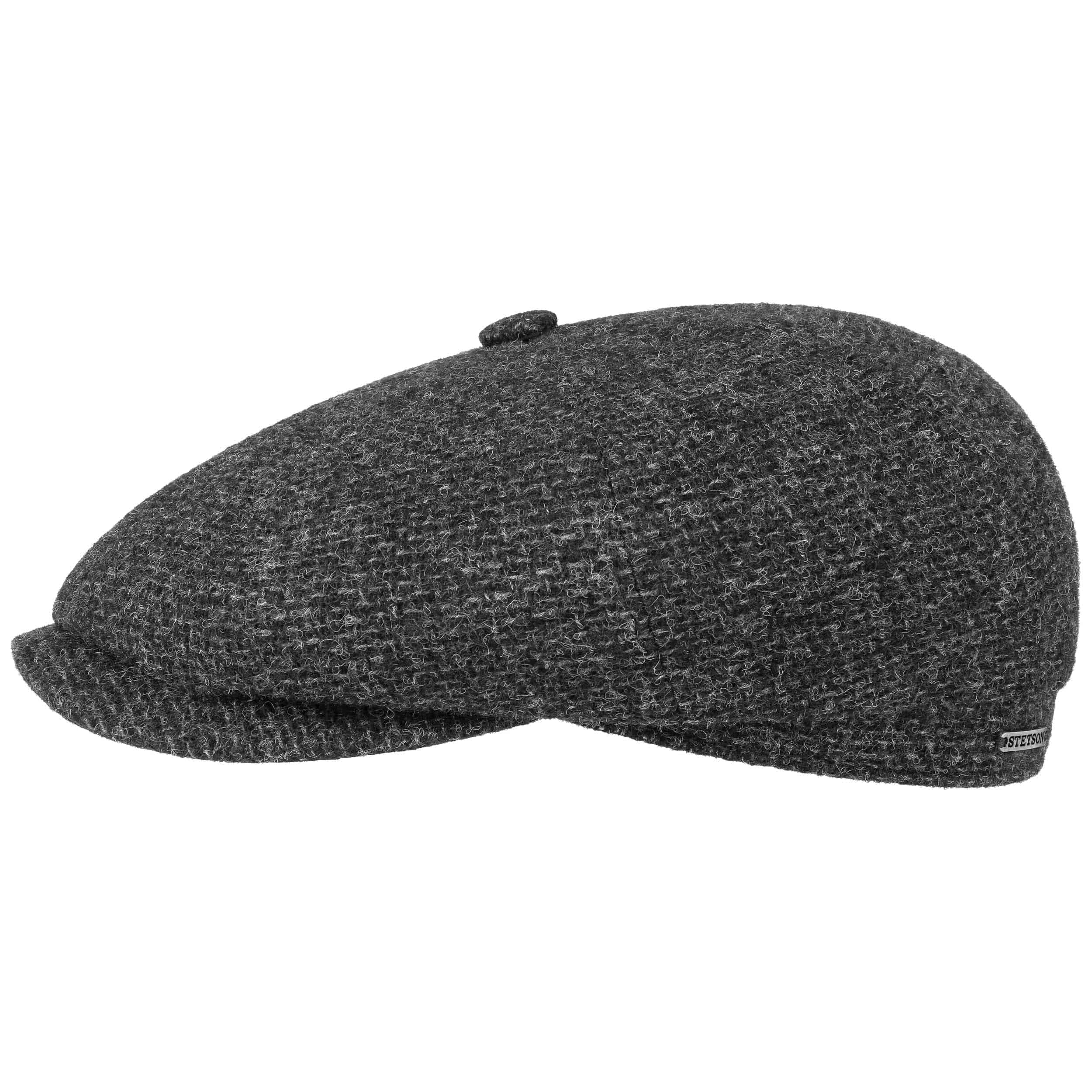 black wool flat cap