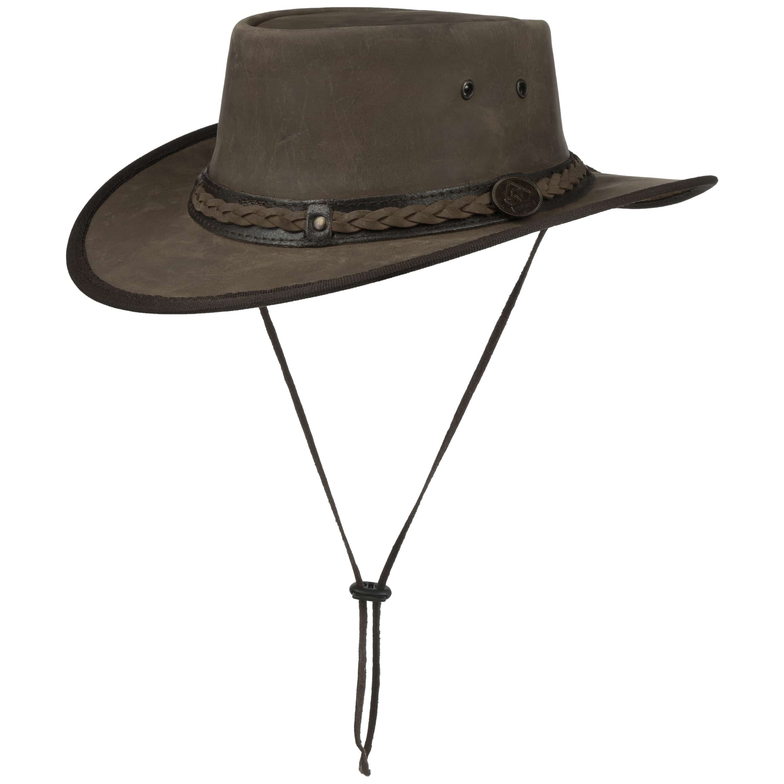 tan leather hat