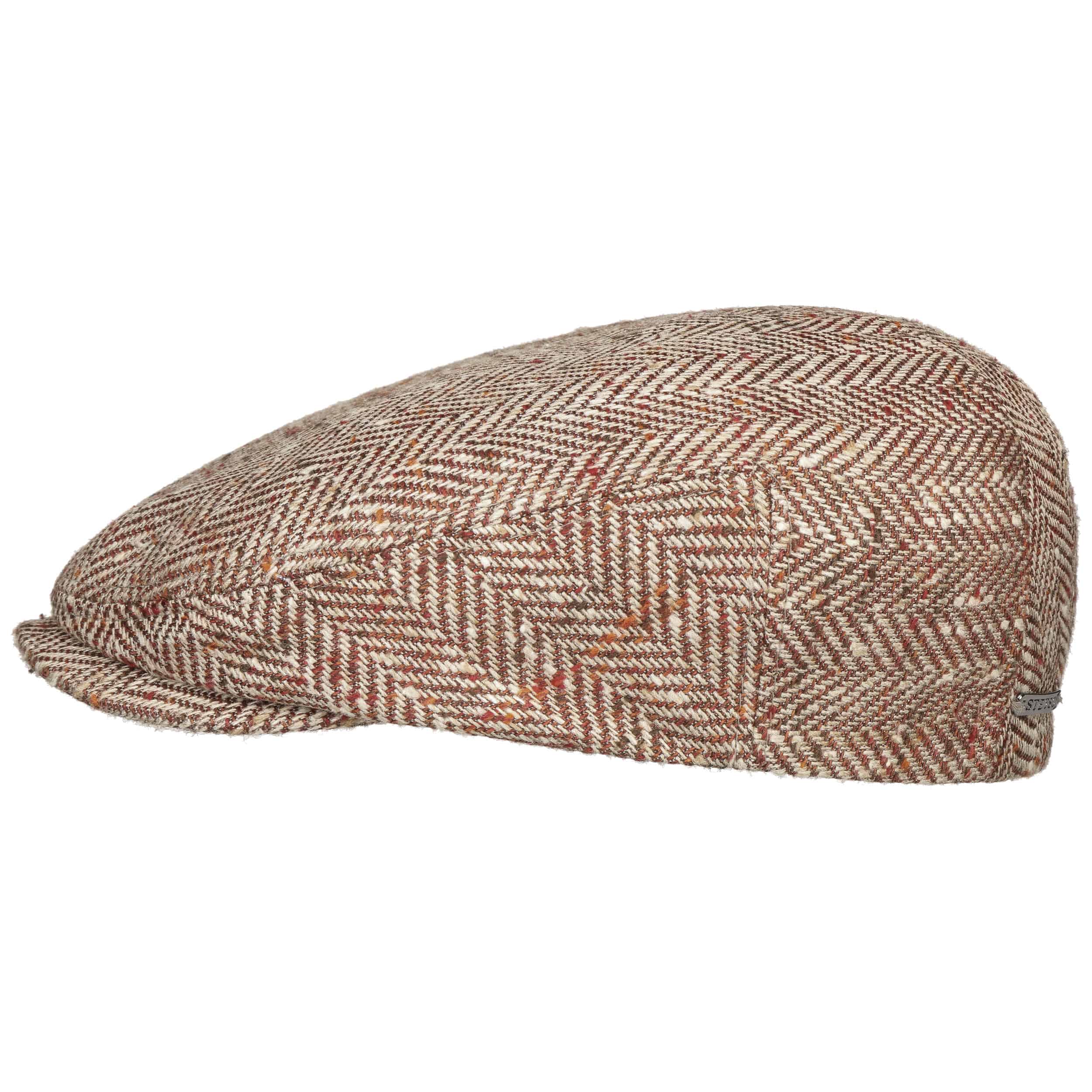 brown herringbone flat cap