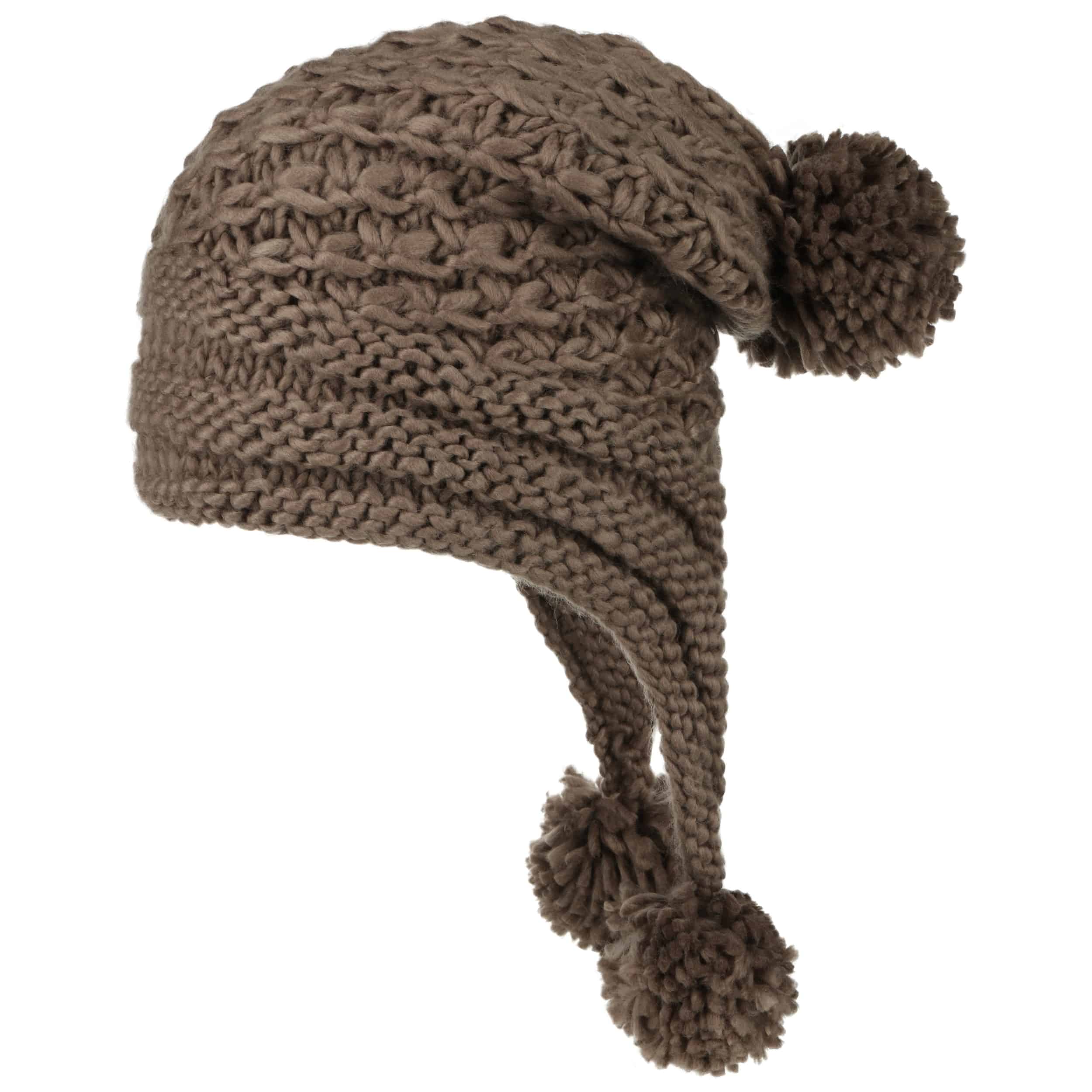 brown pom pom hat