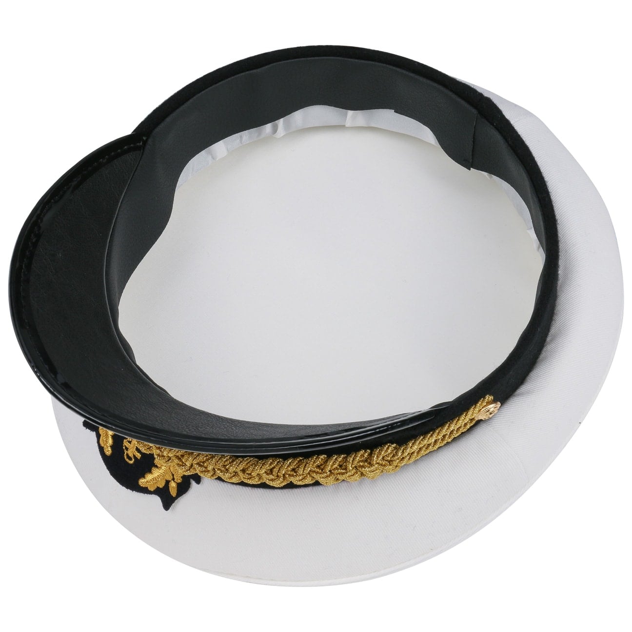 Kapitänsmütze Damen Mit Glitzer-Gürtelband - Maritime Schirmmütze In Schwarz & Hellblau