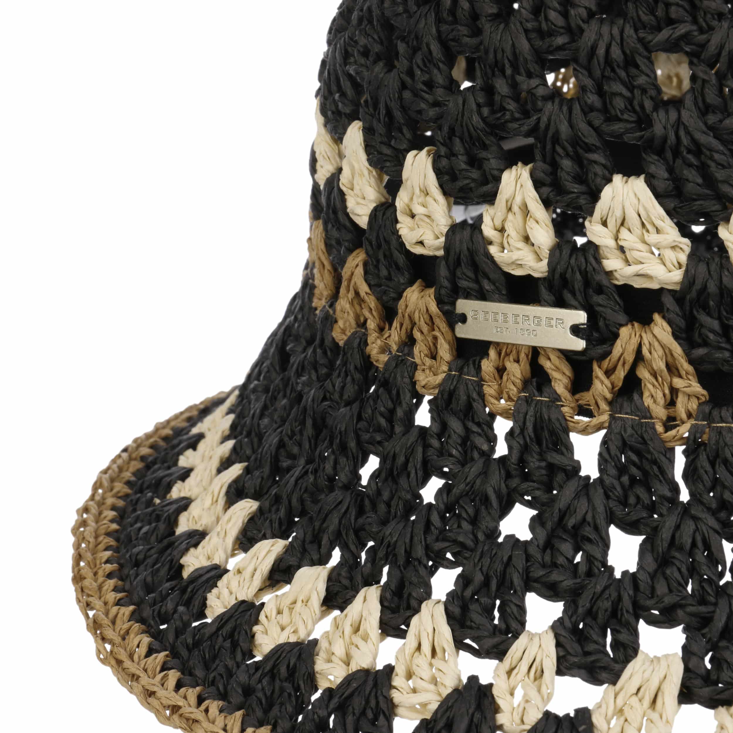 Seeberger Strohhut Glockenhut Damen - Eleganter Sommerhut Mit Streifenmuster