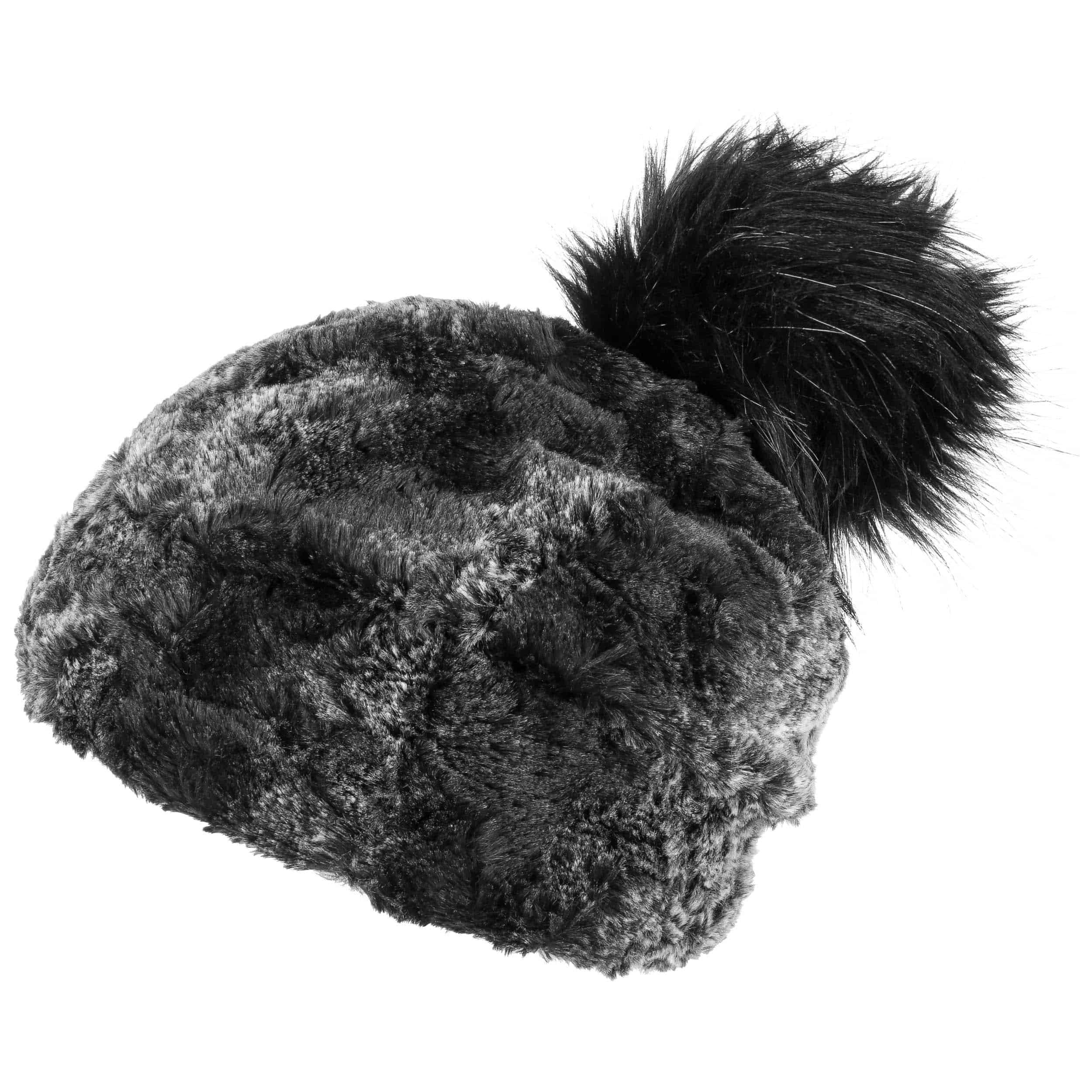 ladies fur pom pom hat