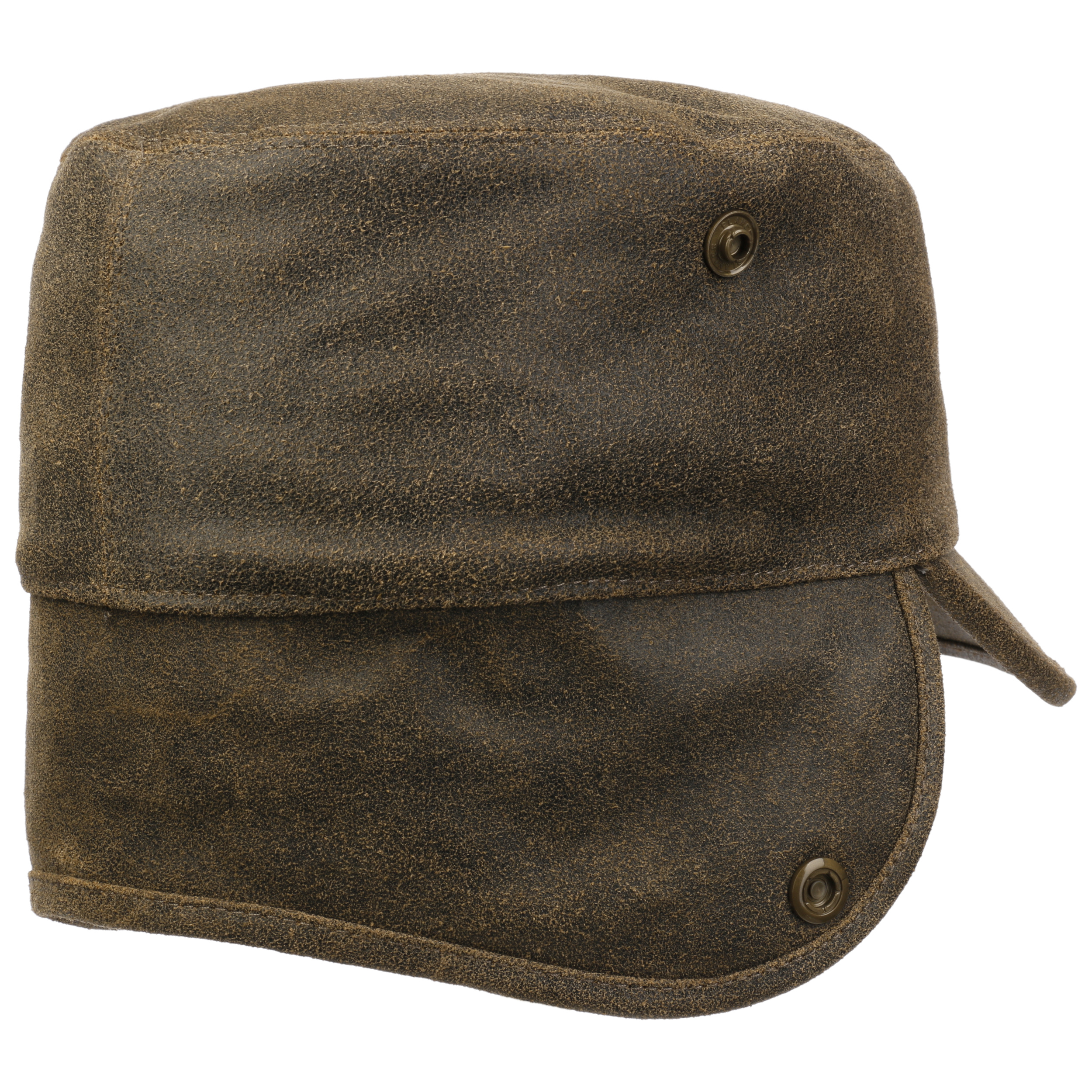 leather cap with ear flaps