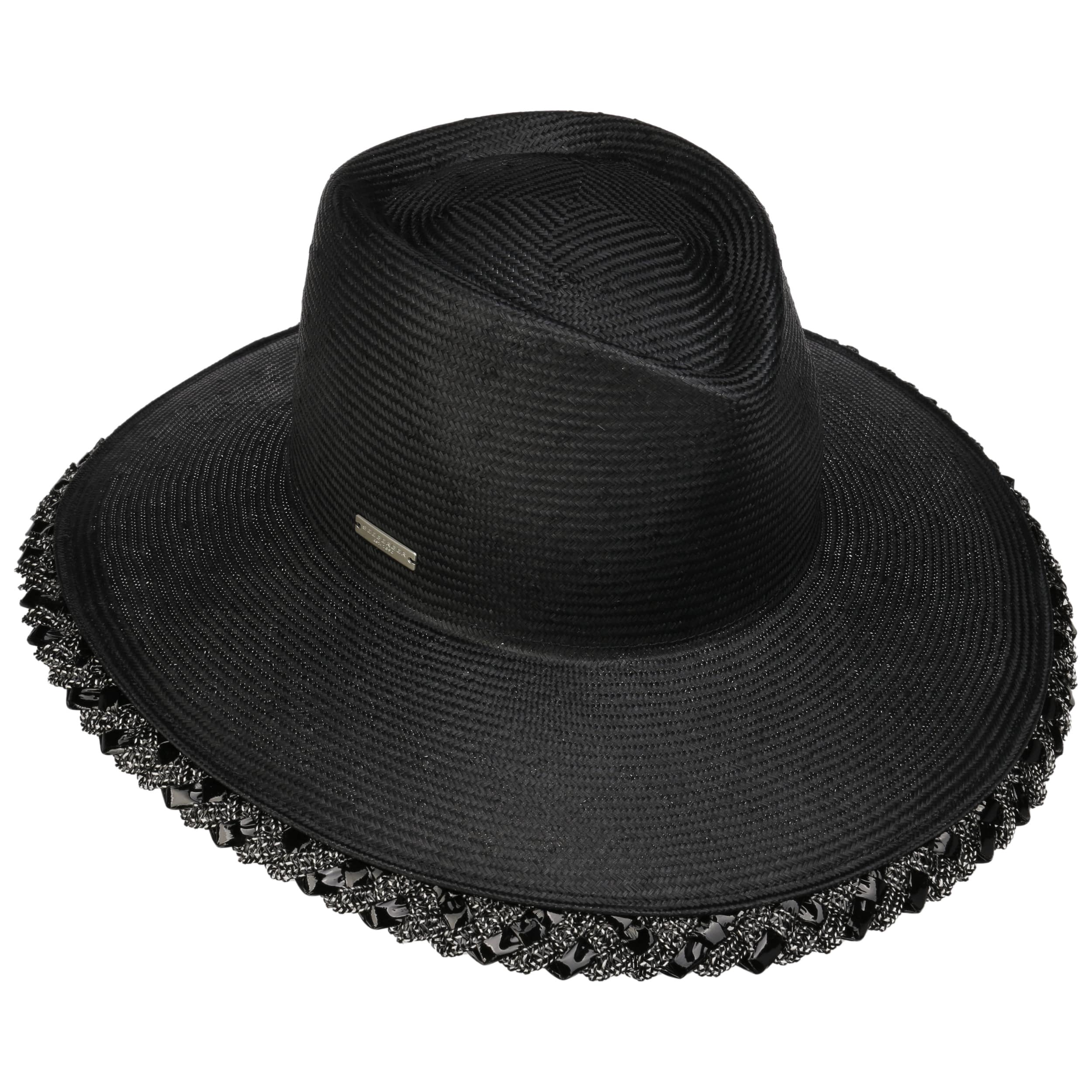 White Mountain Strohhut Schwarz - Eleganter Bogart Hut Aus Papierstroh Gr. M