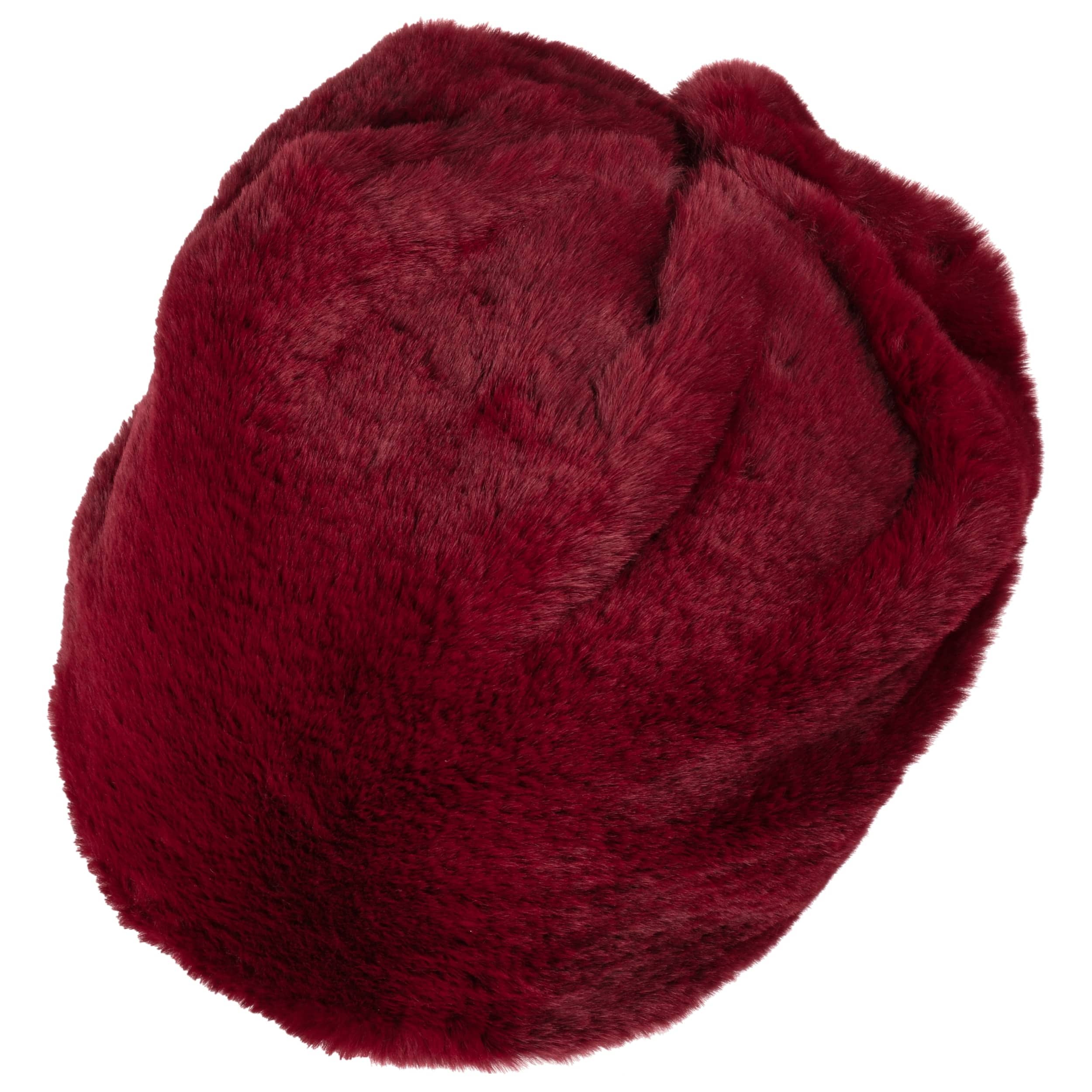 red faux fur hat
