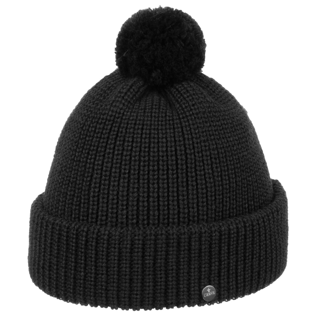 black wool bobble hat