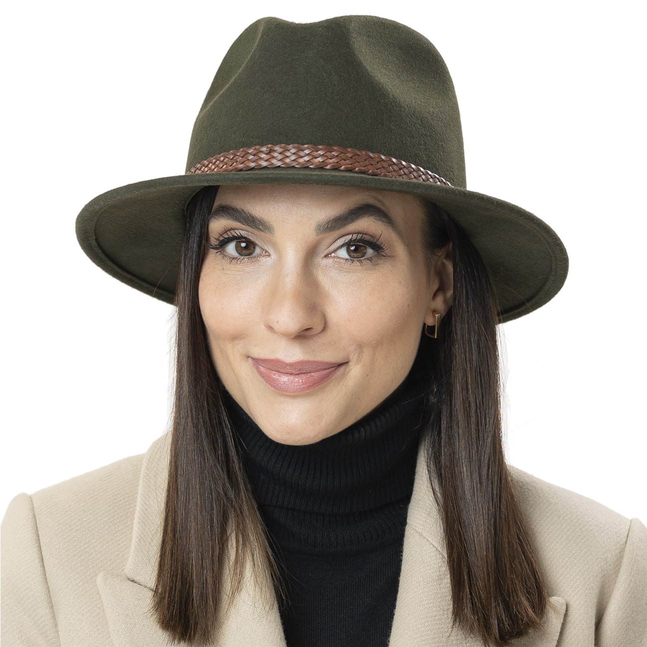 Lierys Casual Light Traveller Wolvilthoed Heren - Made in Italy wollen hoed vilthoed met leren band voor Herfst/Winter - 60 cm khaki