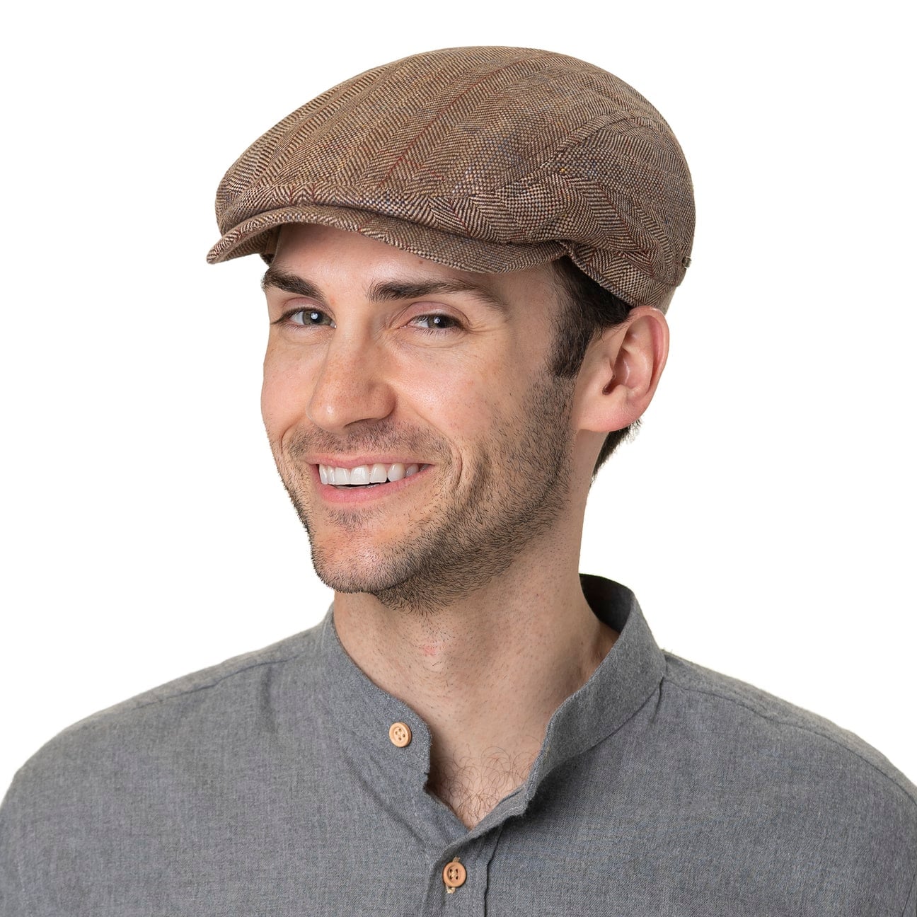 Stetson Coppola Hatteras Pascoli Uomo - Made in The EU Berretto di Seta Newsboy con Visiera, Fodera Estate Primavera/Estate - 58 cm Beige-Marrone