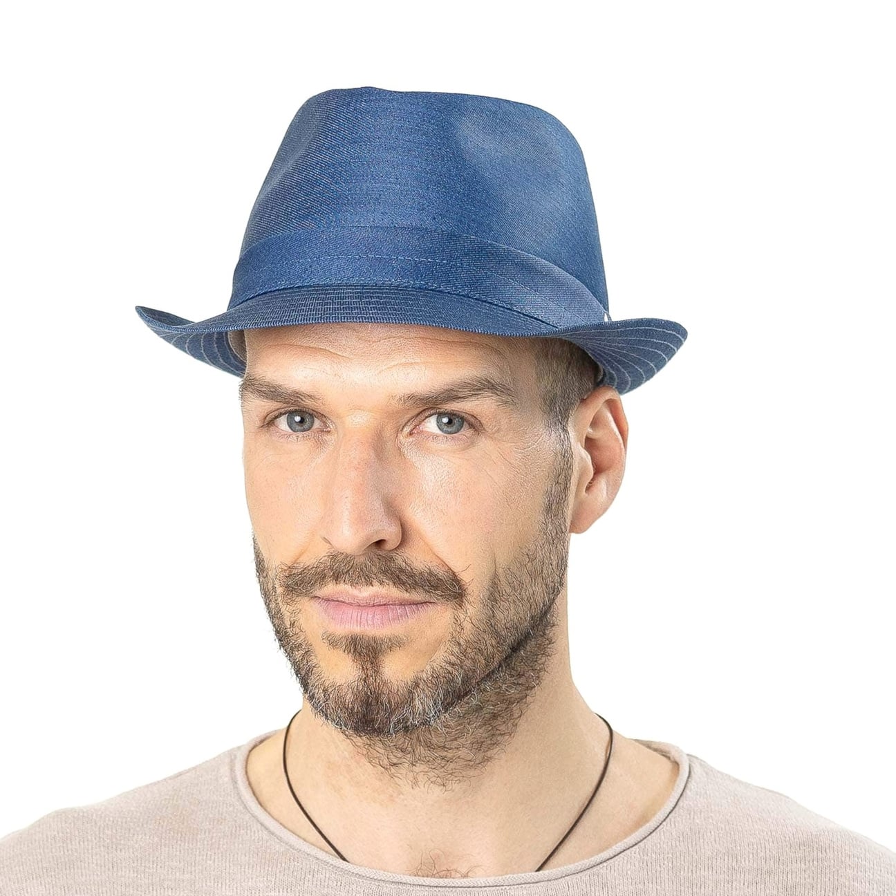 denim trilby hat