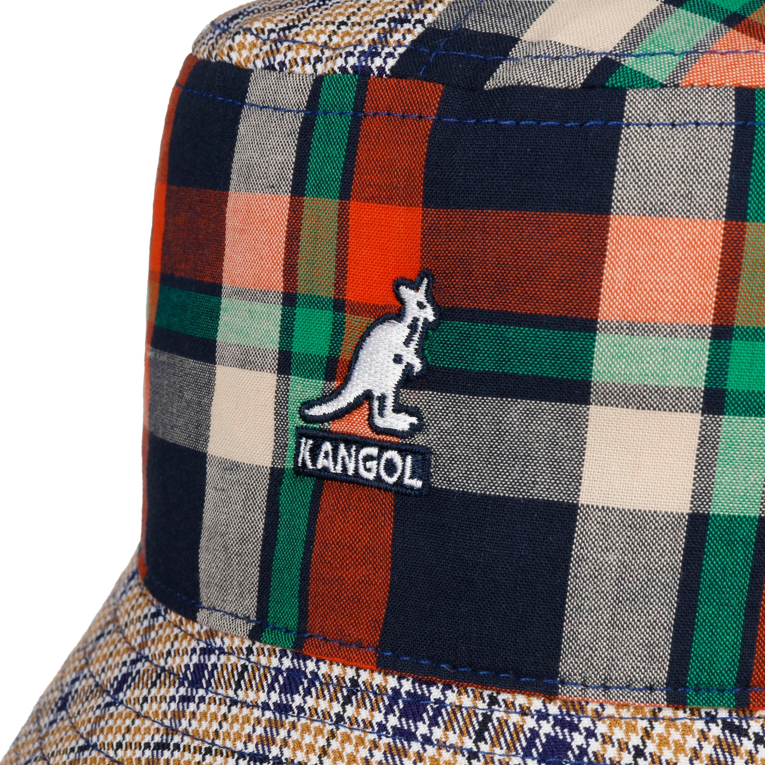 Kangol Cappello Bucket Pescatore In Cotone, Modello Plaid Mashup, A Quadri Multicolore, Tesa 6 Cm, Altezza Corona 11 Cm