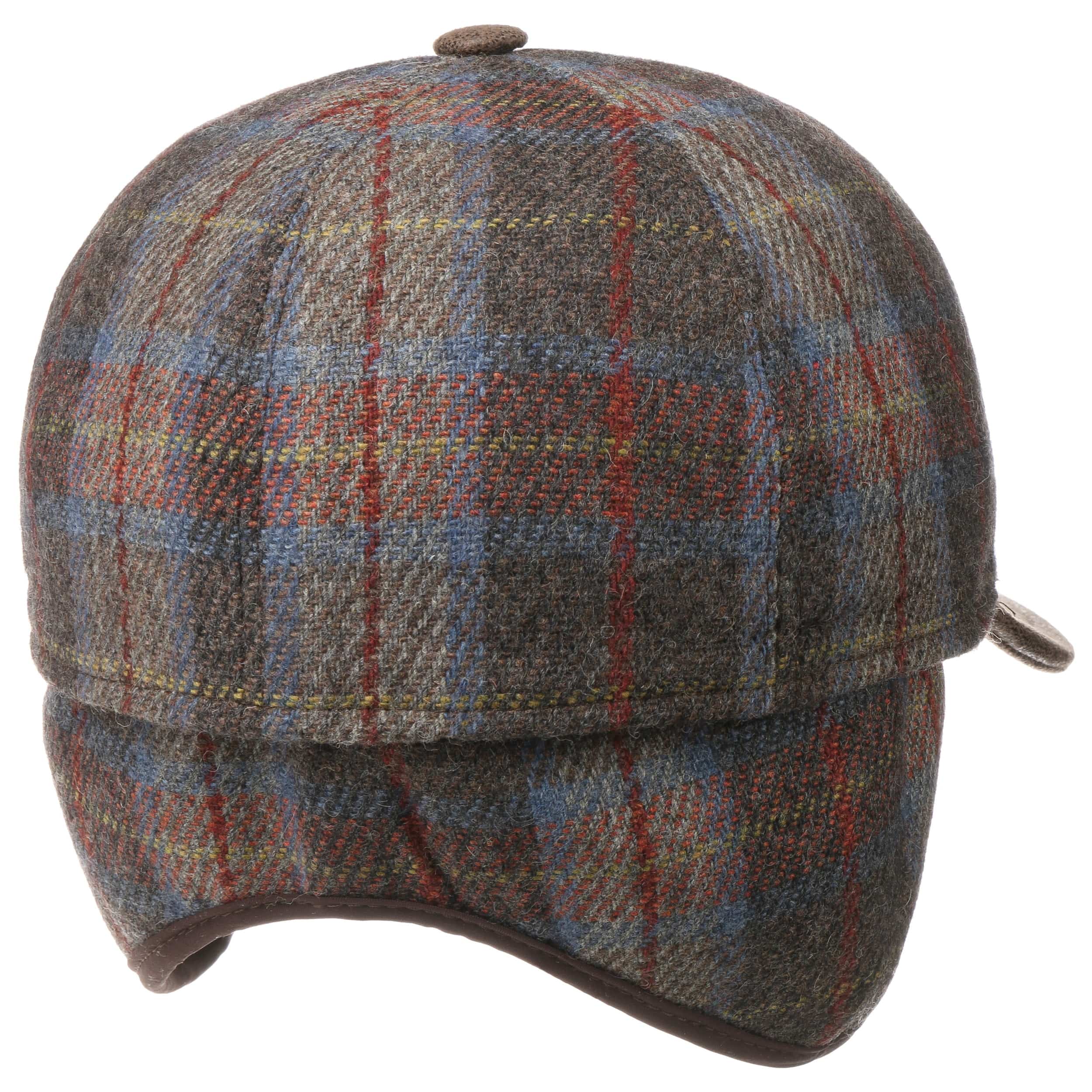 plaid wool cap with ear flaps