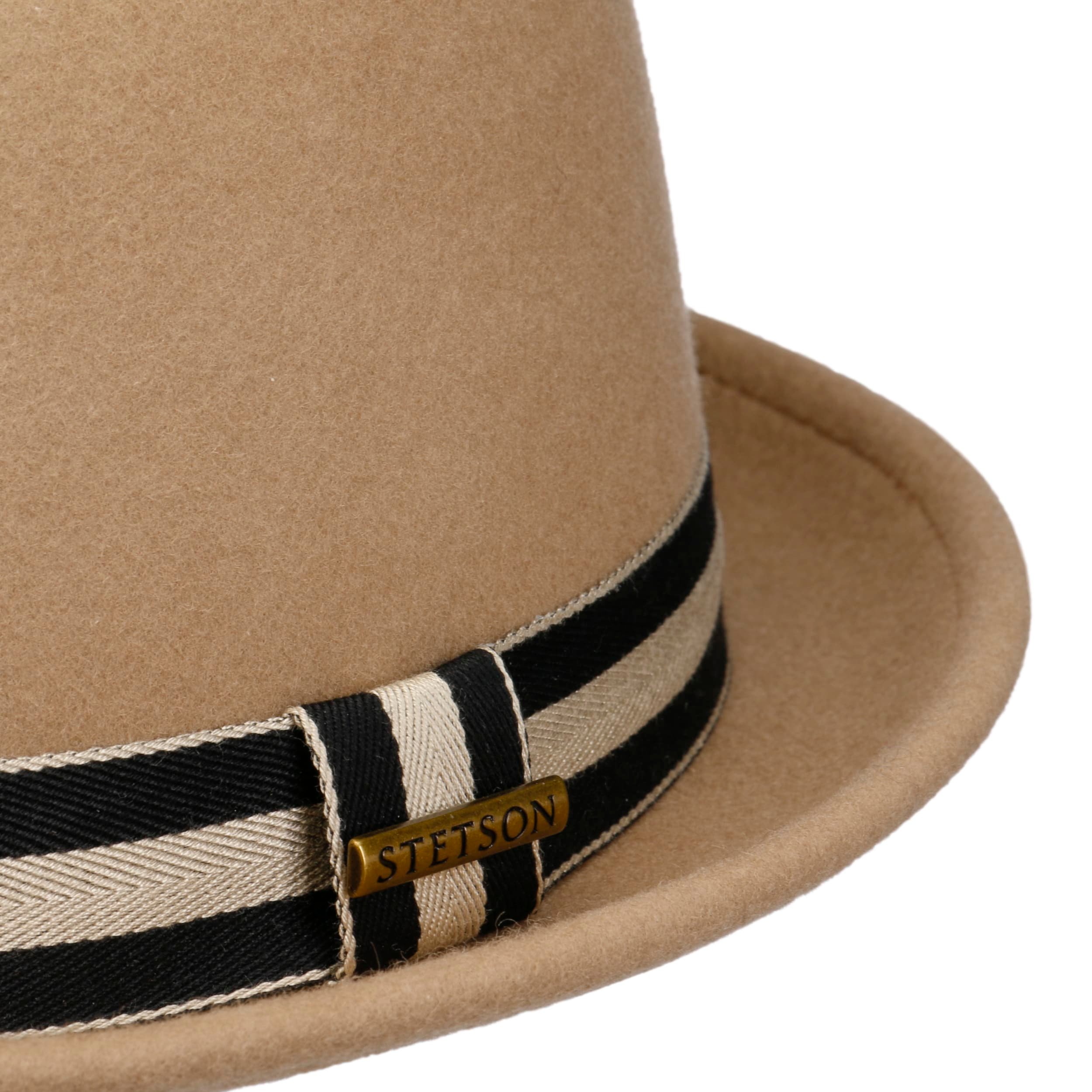 LIERYS Pork Pie Hut 'Player' – Blau-oranger Wollhut, Made In Italy, Für Herbst/Winter