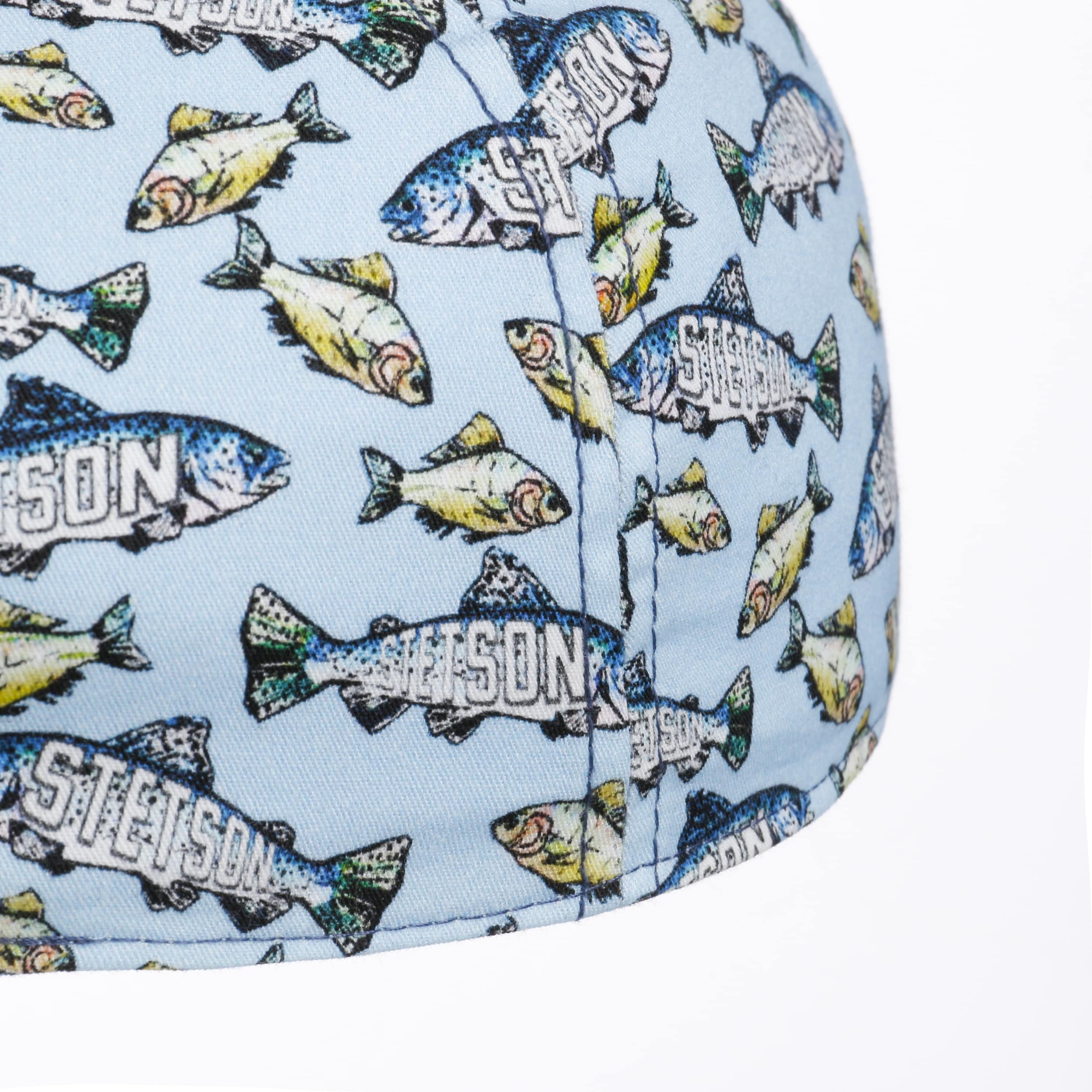 Stetson Cappello Reversibile Unisex In Cotone – Allover Fish – Protezione UV 40, Falda 5 Cm
