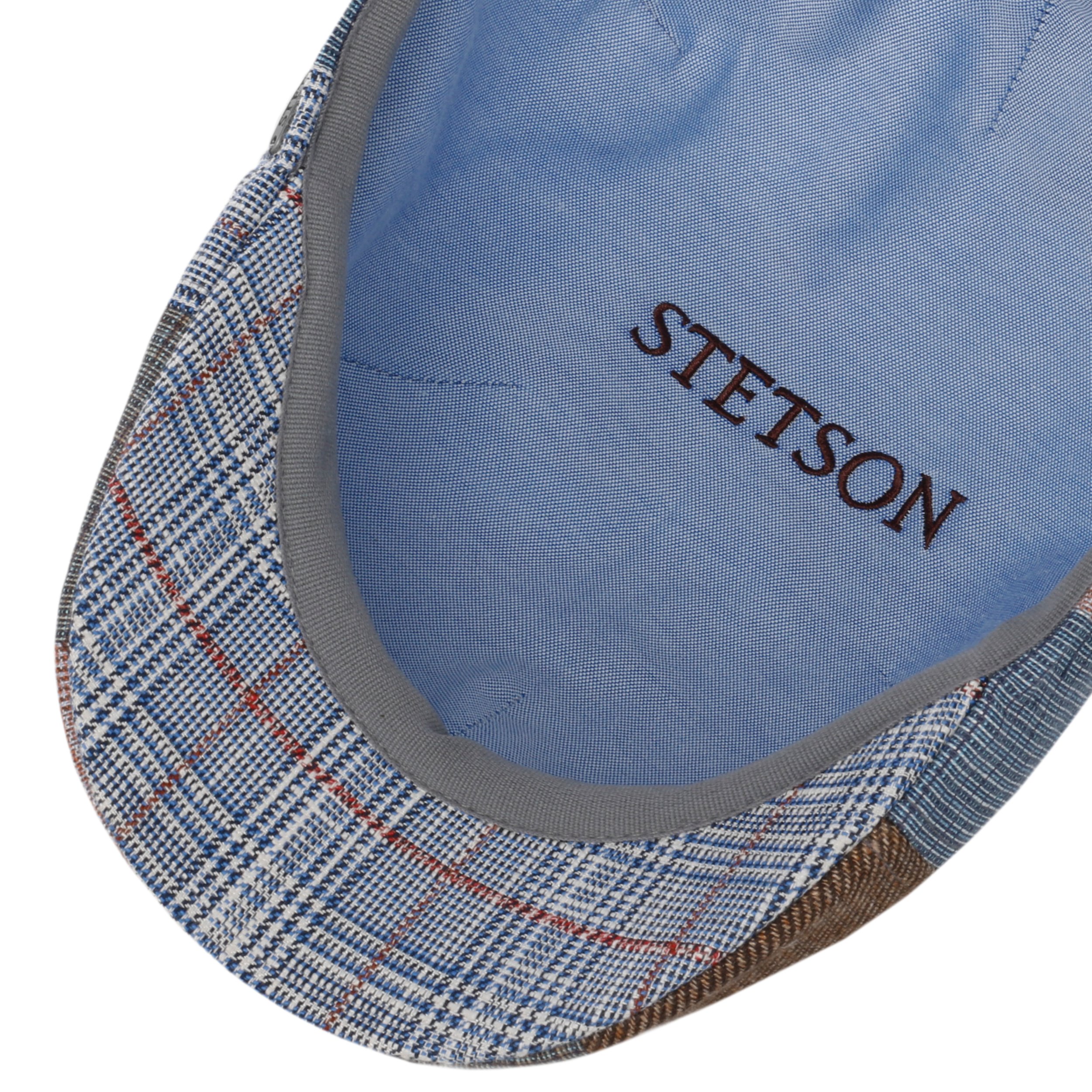 Berretto Piatto Stetson Texas Clarson Patchwork Per Uomo - In Lino, Lana E Cotone - Made In EU - Con Visiera E Fodera