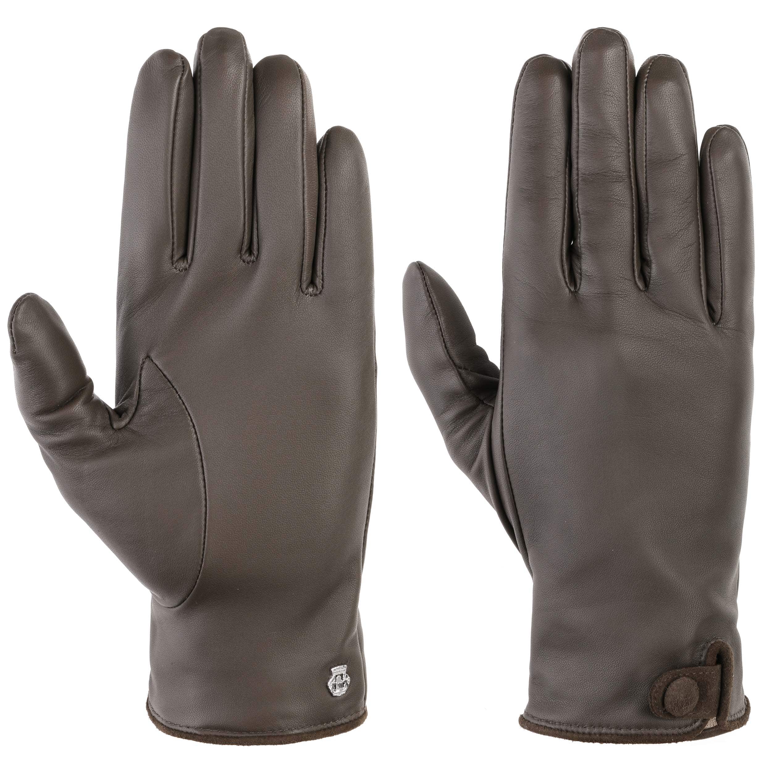 dark grey leather gloves