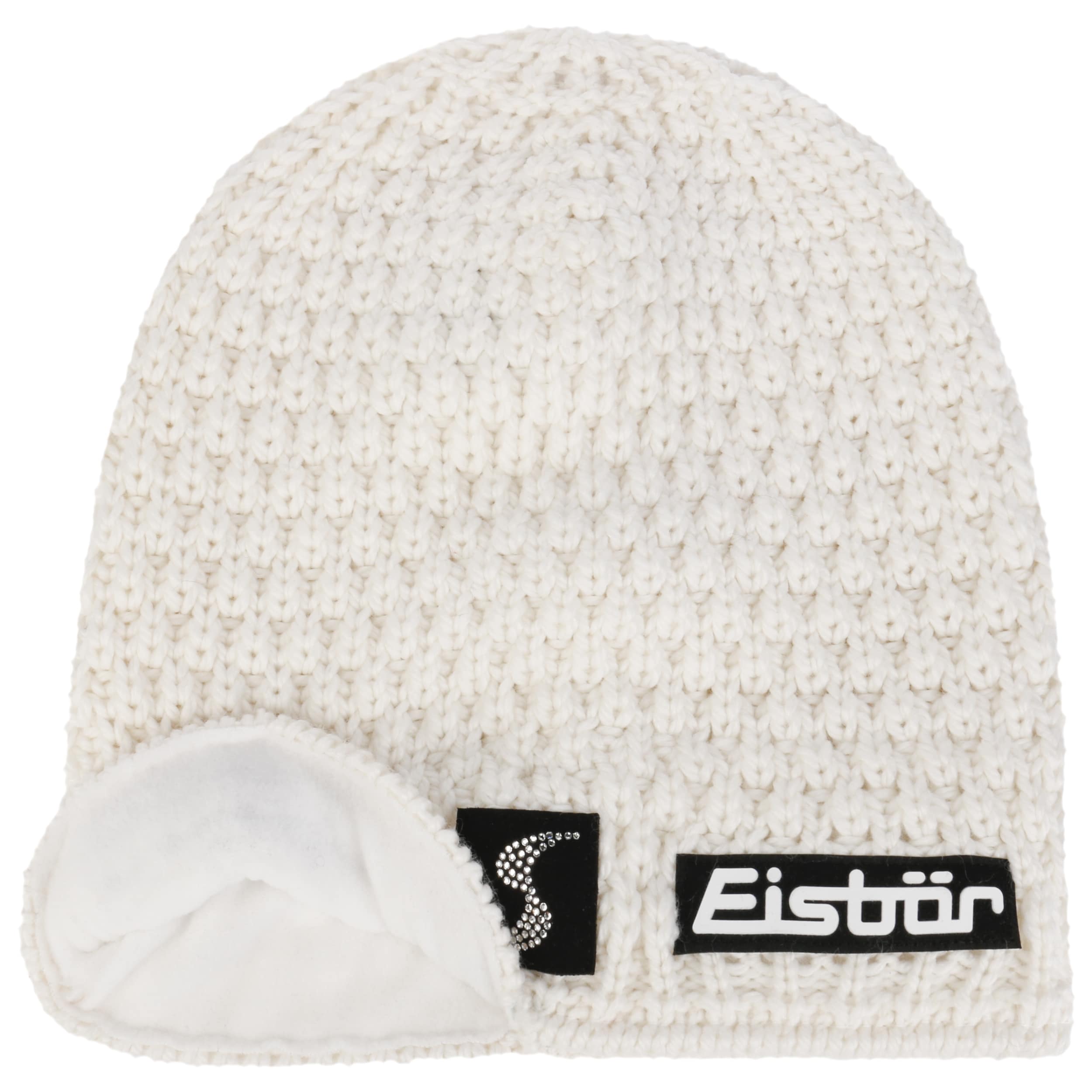 Eisbär Berretto Beanie Trail Crystal Skipool – Lana Merino, Fodera In Pile, Donna, Made In Austria