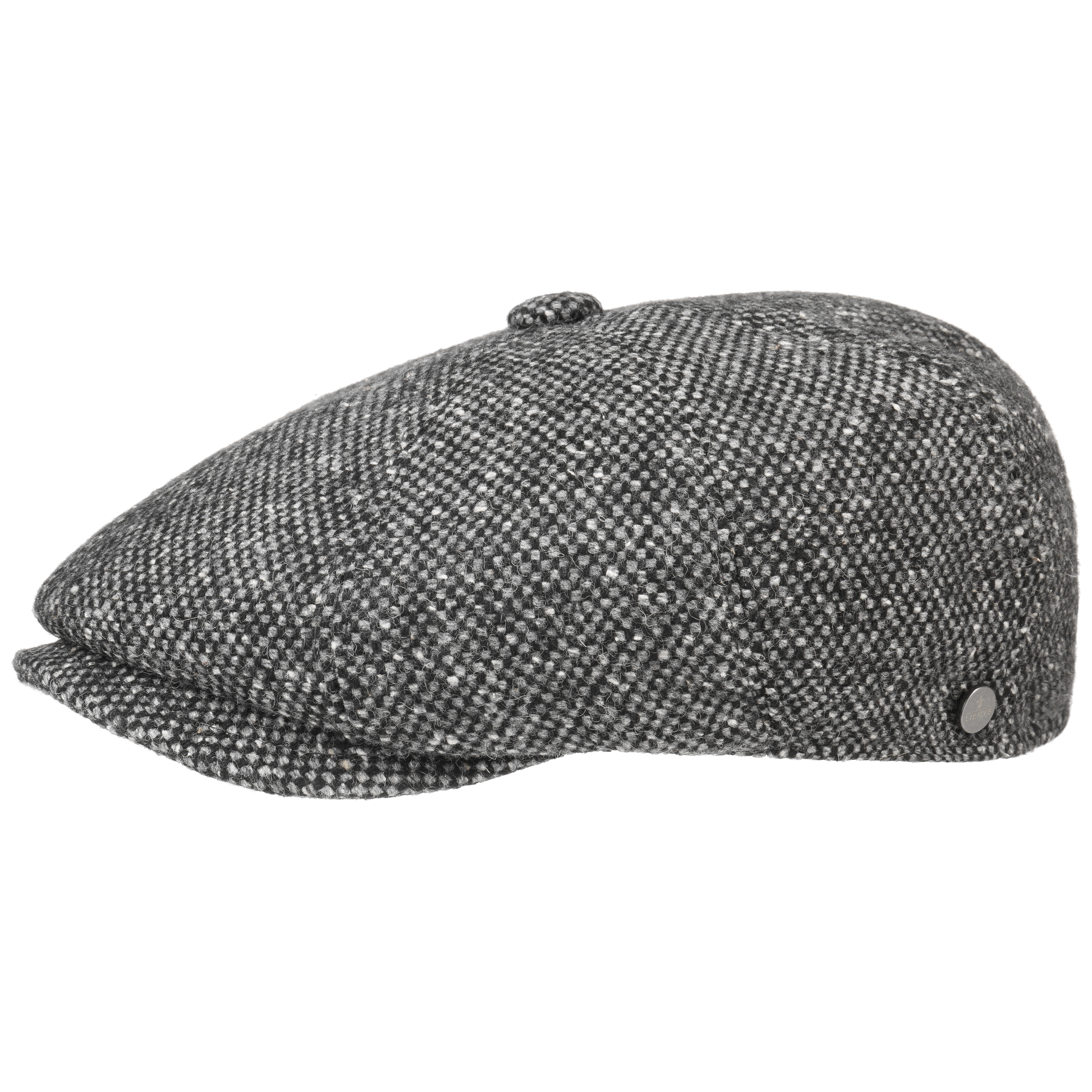 black tweed flat cap