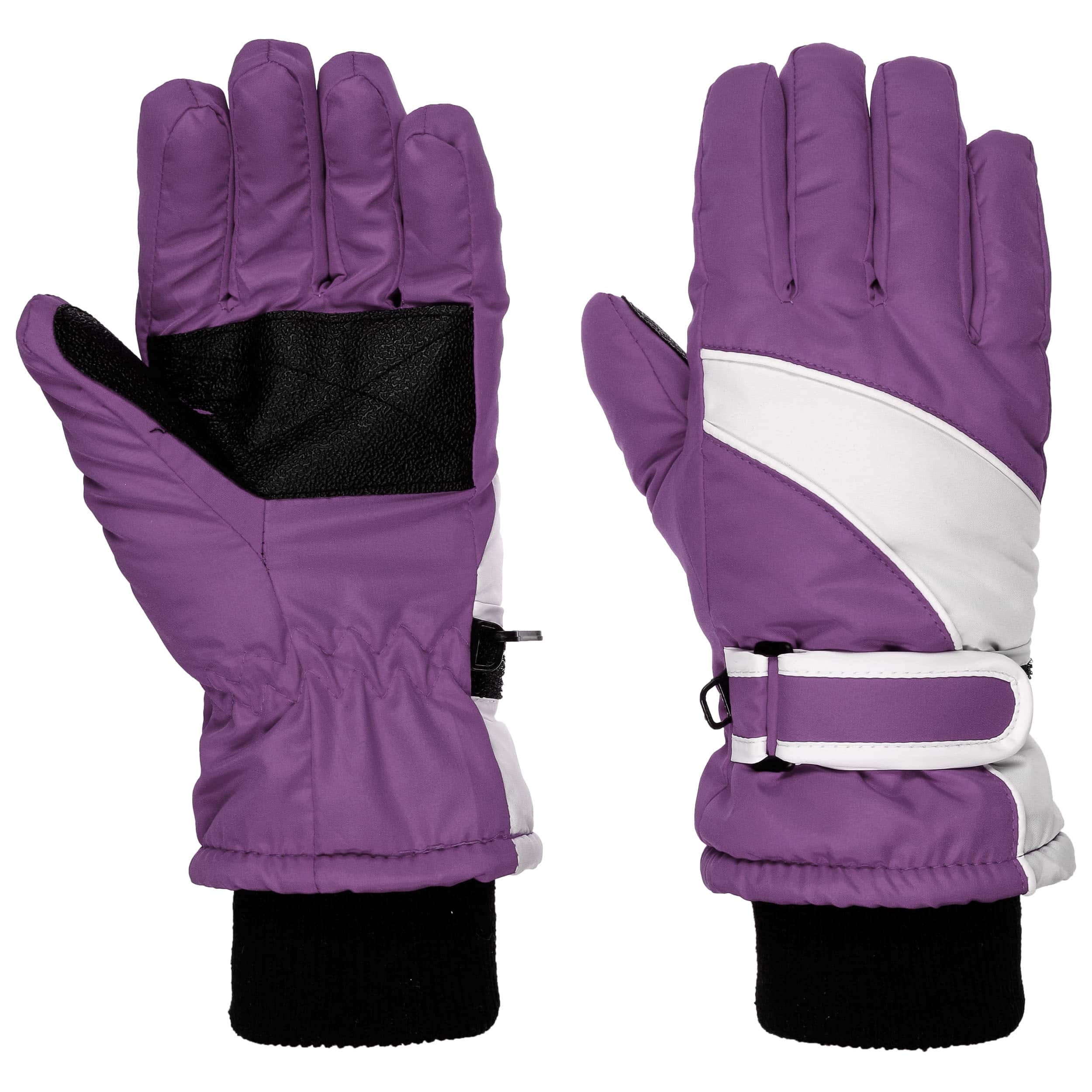 purple ski gloves