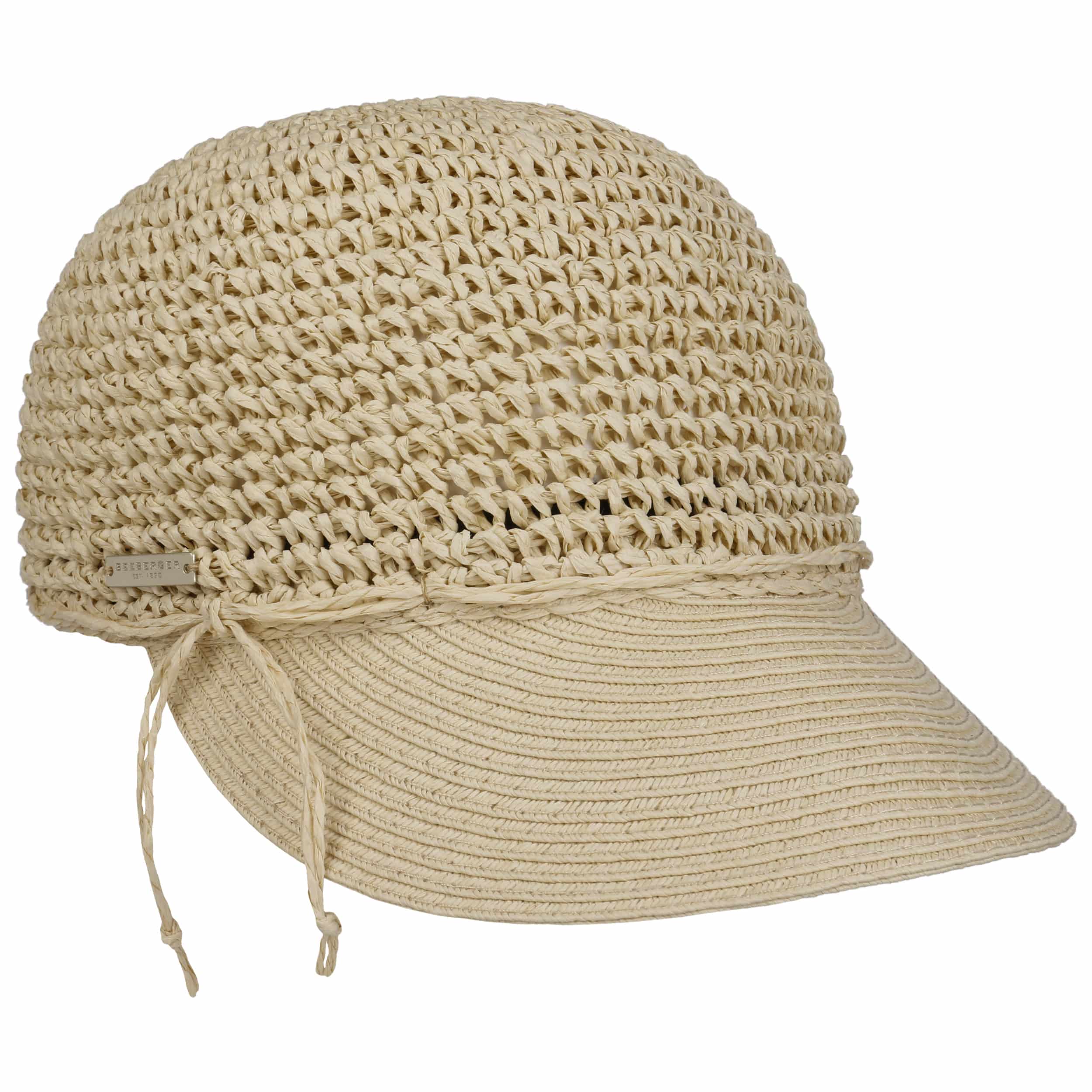 Seeberger Crochet Cap Damen - Sommer Strohhut Mit Schirm (Natur, One Size)
