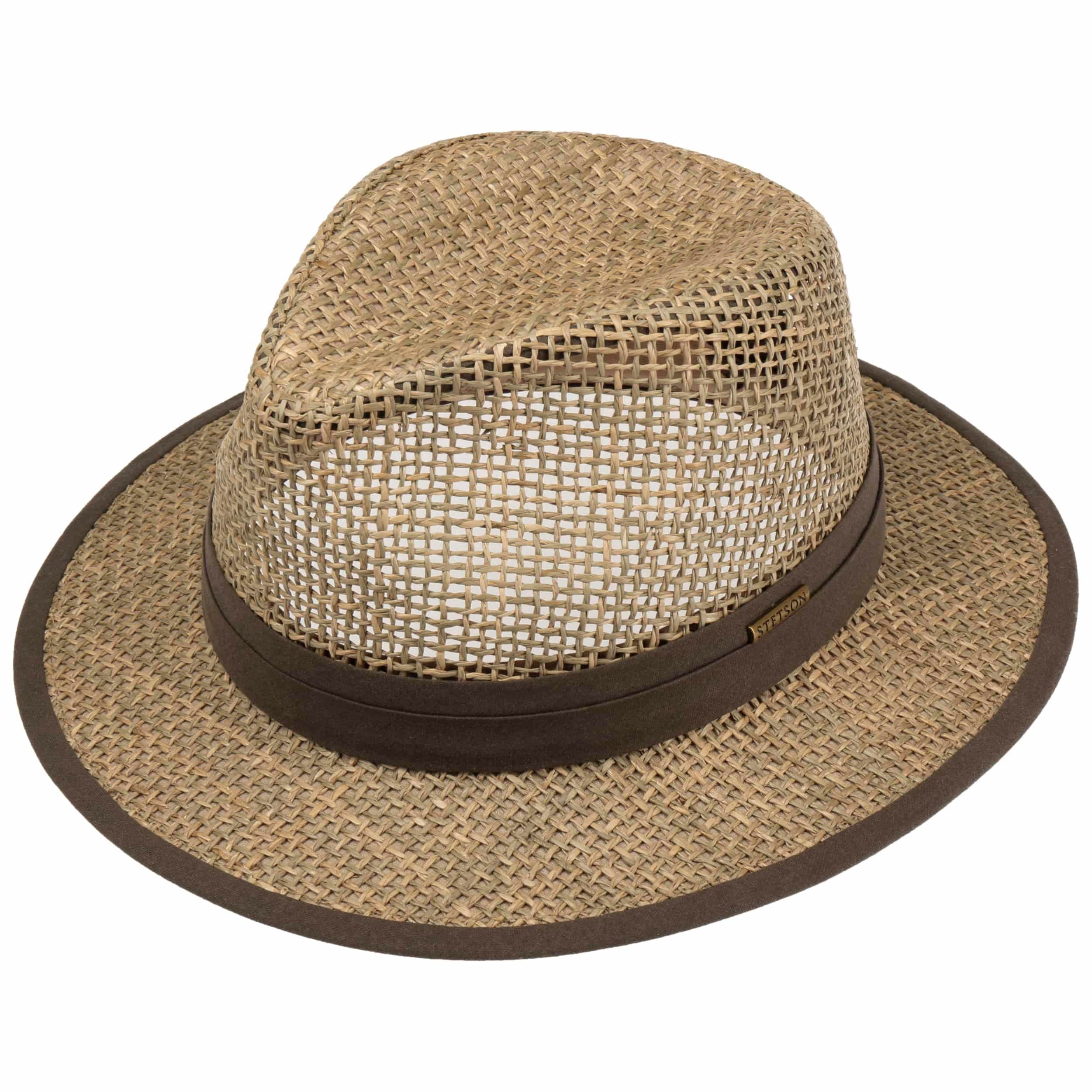 Cappello Di Pagia LIPODO Traveller Uomo Green - Made In Italy, Falda 6cm, Fascia Tessuto, Ideale Estate