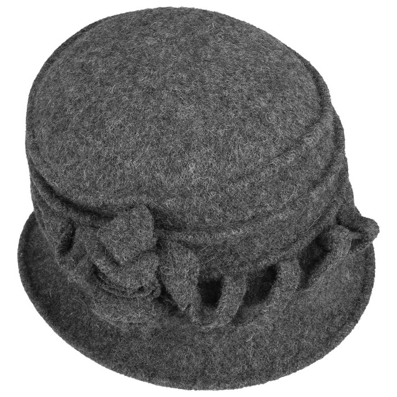 Made in Italy Herbst-Winter McBurn Winterhut Damenhut Wollfilzglocke mit Applikation Glockenhut Wollhut Filzhut Damen