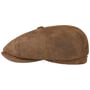 Hatteras Burney Leder Flatcap by Stetson braun