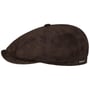 Hatteras Goat Suede Flat Cap by Stetson mørkebrun