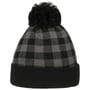 Checked Beanie Bommelmütze grau