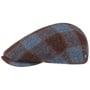 Capri Check Virgin Wool Flatcap by Lierys braun-blau