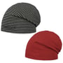 Lang Beanie Vendbar Hue by Hammaburg grå-rød