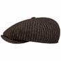 8 Panel Woolen Stripe Flat Cap by Stetson mörkbrun