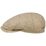 Linen Mix Stripe Driver Flatcap by Stetson beige