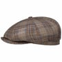 Hatteras Silk Mix Check Flatcap by Stetson braun