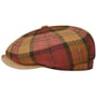 Denriva Check 8 Panel Flatcap by JJ Hats terracotta