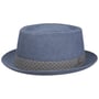 Houndstooth Ribbon Pork Pie Stoffhut by Lierys blau